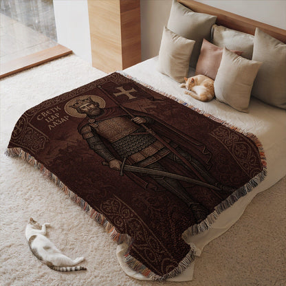Detailed Artwork Knight and Cross Patterned Blanket