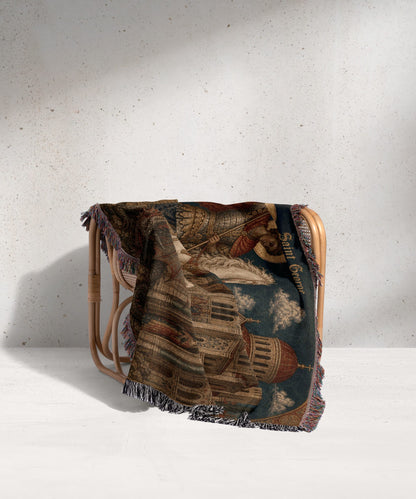 CalmNestStyle Saint George Before the Church jacquard woven blanket