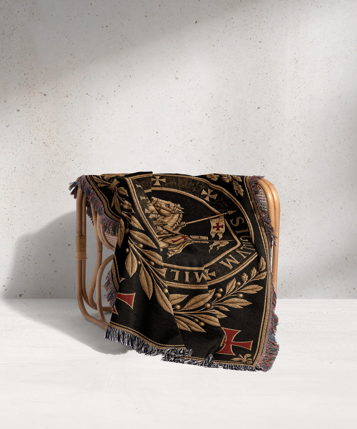 CalmNestStyle Sigillum Militum Xpisti Templar Seal in Gold jacquard woven blanket