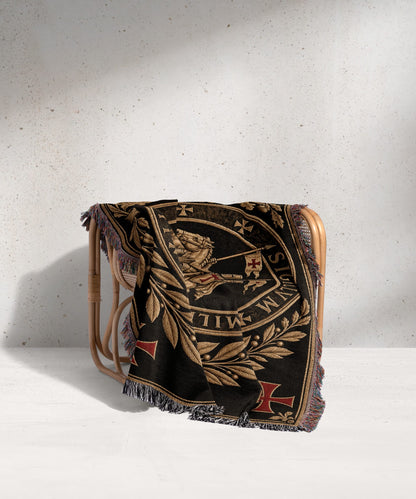 CalmNestStyle Sigillum Militum Xpisti Templar Seal in Gold jacquard woven blanket
