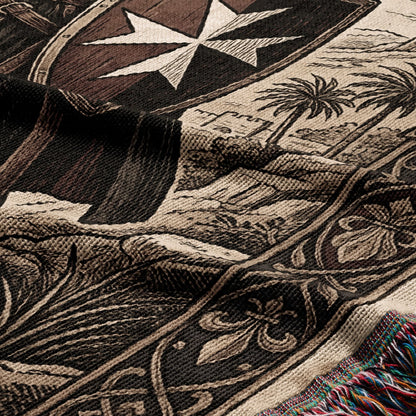 CalmNestStyle Hospitaller Knight With Banner In Hoc Signo Vinces Woven Blanket jacquard woven blanket