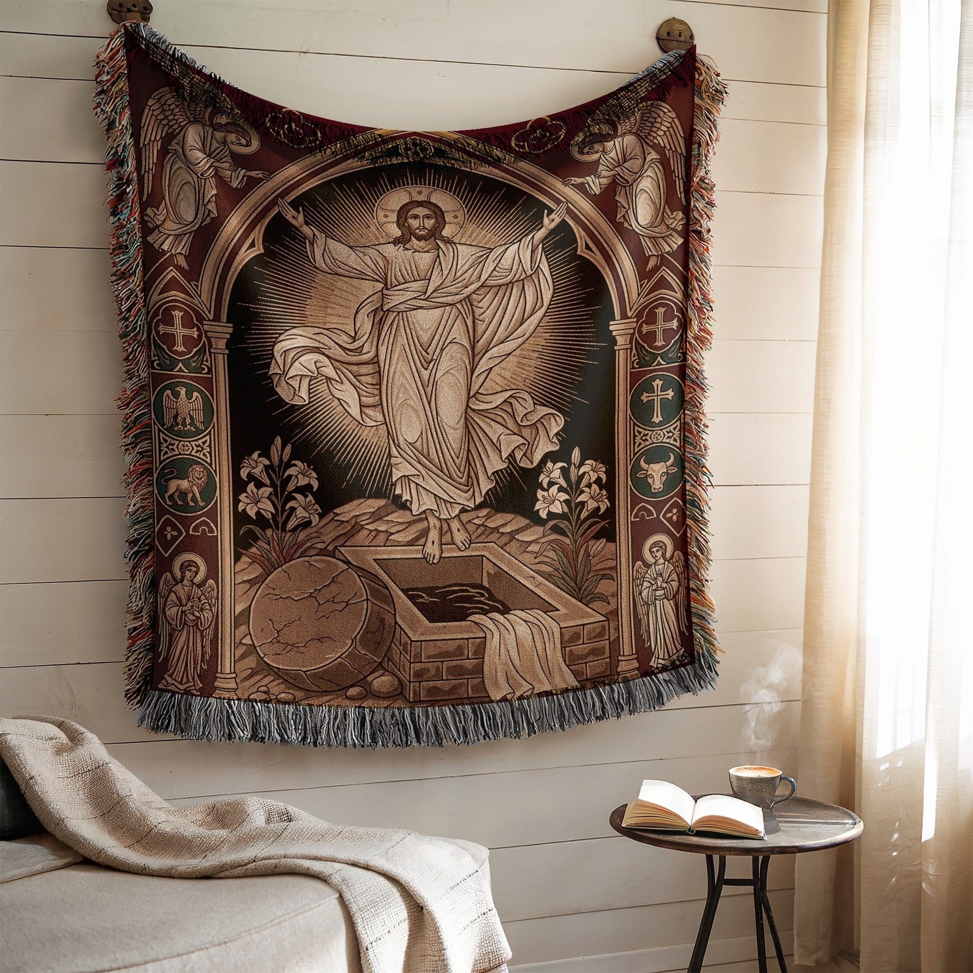Resurrected Christ Tapestry Blanket Art Decor