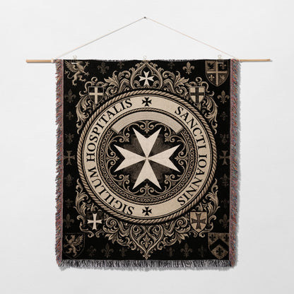 CalmNestStyle Sigillum Hospitalis Sancti Ioannis Maltese Cross Woven Blanket jacquard woven blanket