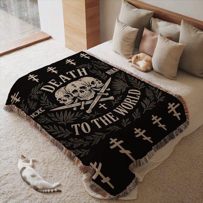Death To The World Skull and Crossbones Blanket
