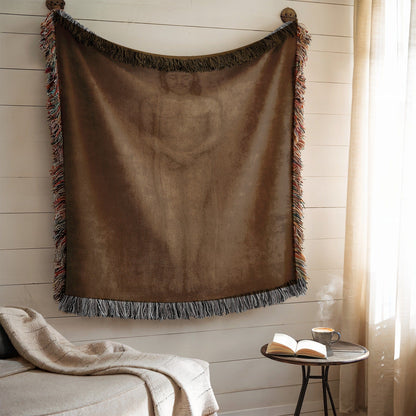 Cozy Brown Blanket with Colorful Fringed Edges Blanket