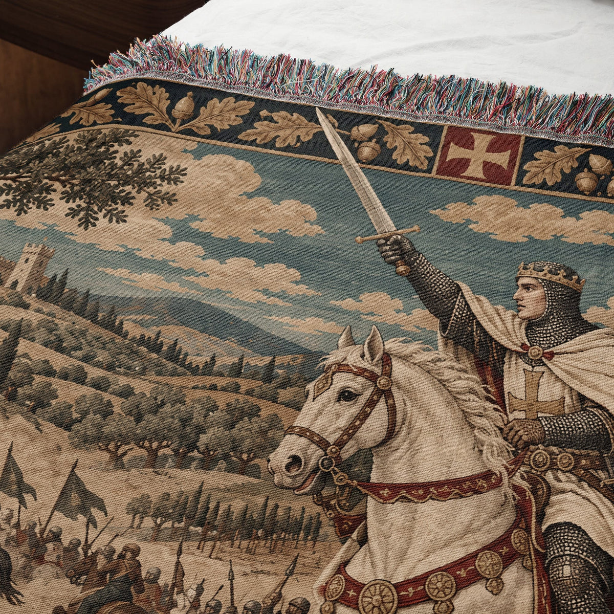 CalmNestStyle Baldwin IV at Montgisard jacquard woven blanket