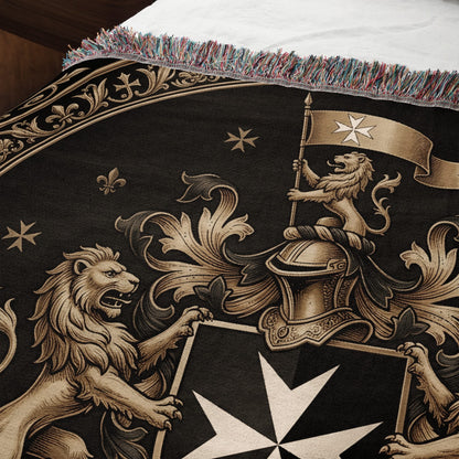 CalmNestStyle Order of Saint John Hospitallers Round Medallion Crest Woven Blanket jacquard woven blanket