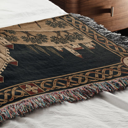 CalmNestStyle Crusader Jerusalem Round Map I Golden Sky jacquard woven blanket