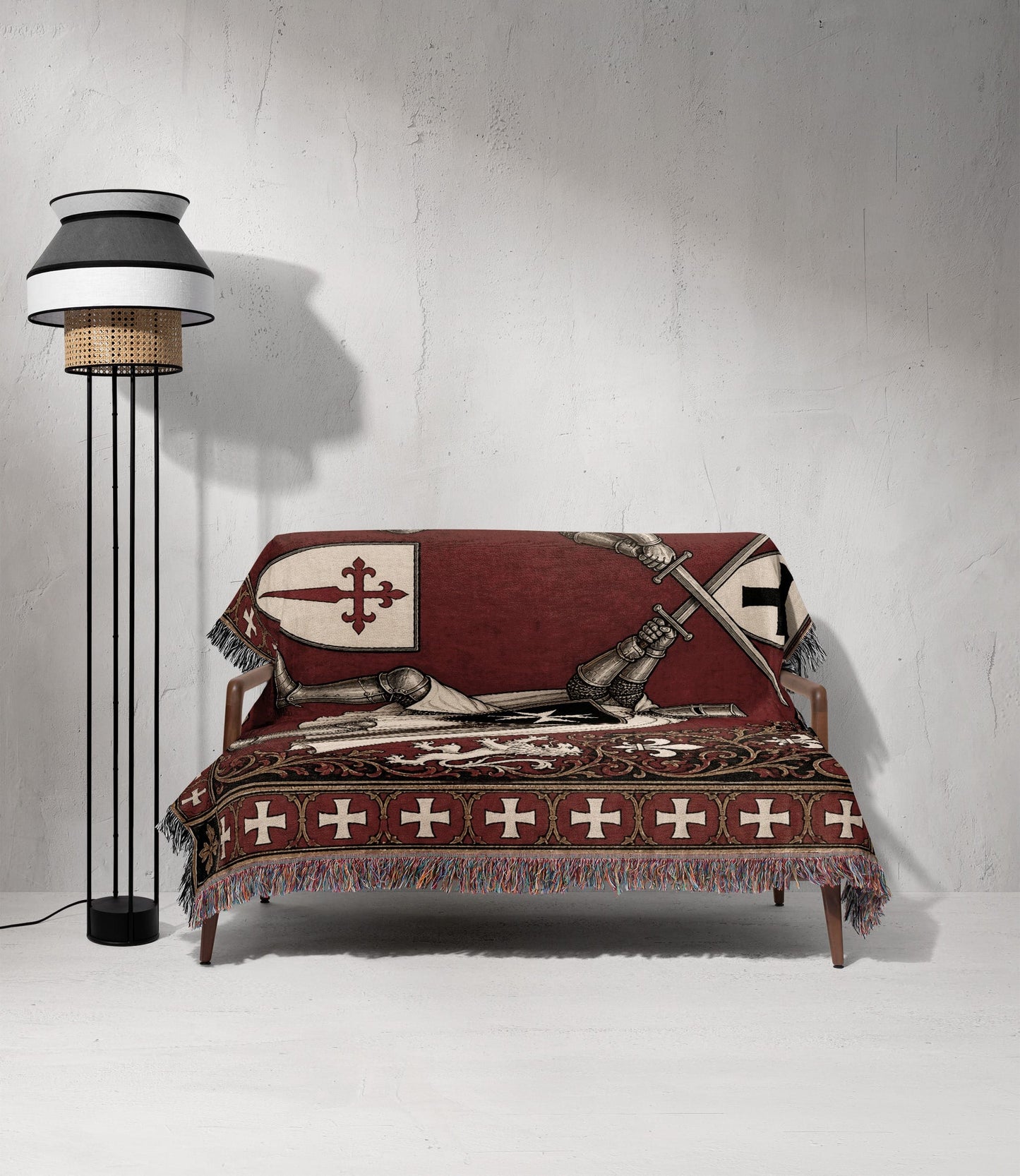MyDesigns Knight Duel Tapestry Blanket – Knights Templar vs Hospitaller Sword Fight Woven Throw jacquard woven blanket
