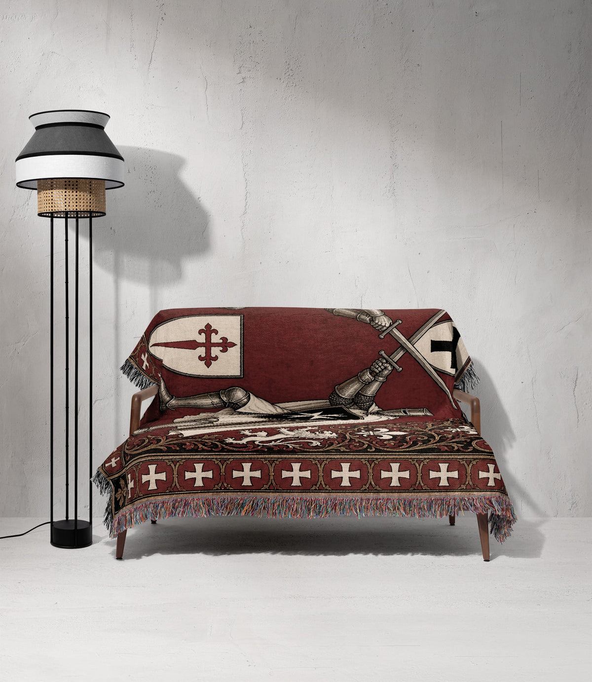 MyDesigns Knight Duel Tapestry Blanket – Knights Templar vs Hospitaller Sword Fight Woven Throw jacquard woven blanket