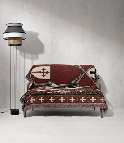 MyDesigns Knight Duel Tapestry Blanket – Knights Templar vs Hospitaller Sword Fight Woven Throw jacquard woven blanket