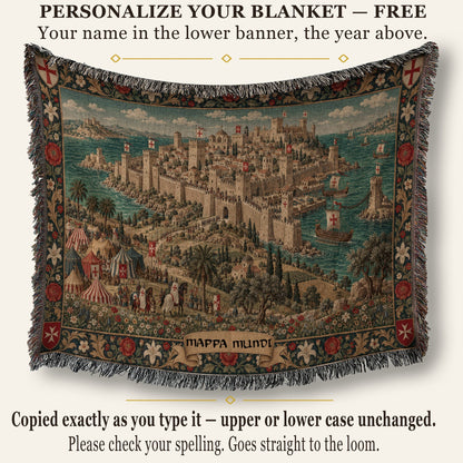 CalmNestStyle Harbor Fortress I Rose and Lily Border jacquard woven blanket