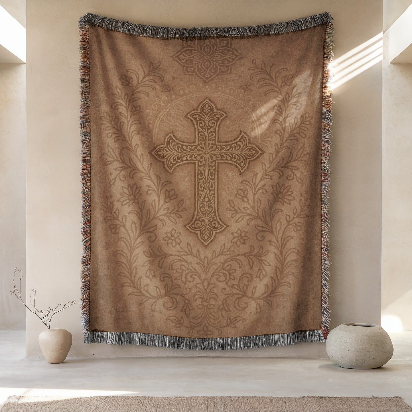 Elegant Cross Design Decorative Blanket Product
