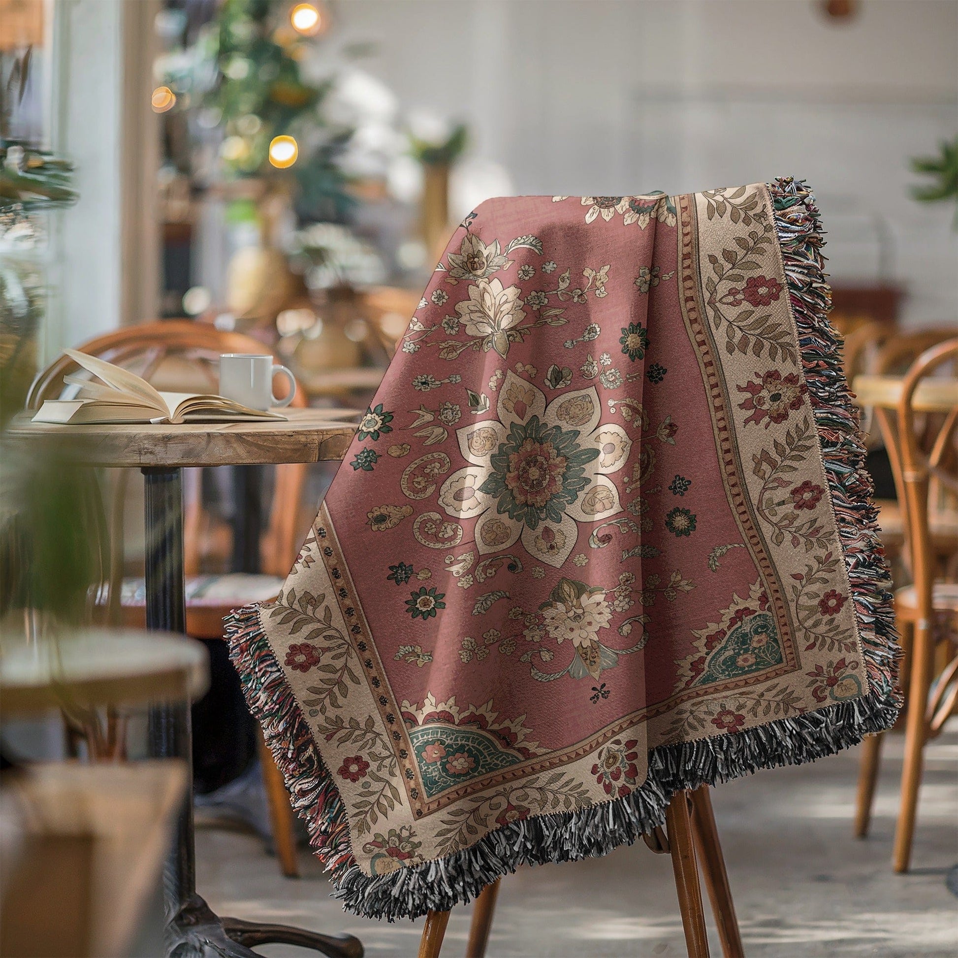 Elegant Floral Patterned Woven Throw Blanket Product