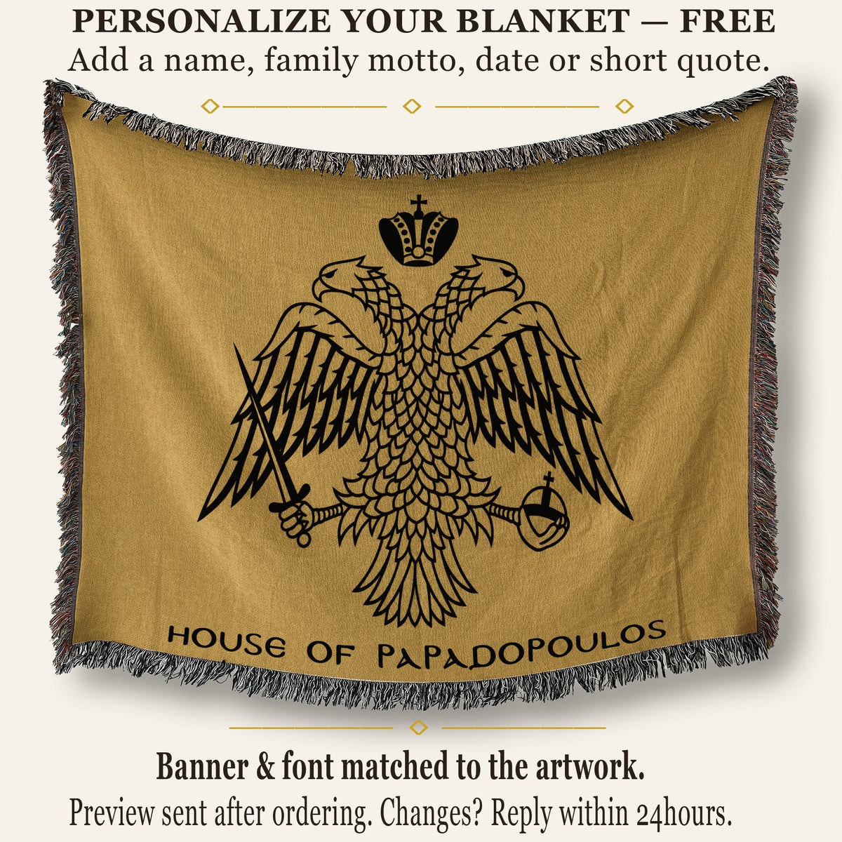 CalmNestStyle Byzantine Double Headed Eagle Flag Woven Blanket jacquard woven blanket