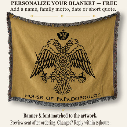 CalmNestStyle Byzantine Double Headed Eagle Flag Woven Blanket jacquard woven blanket
