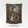 Knight Of Templar Holding Flag In Front Of The Church Templar Woven Blanket