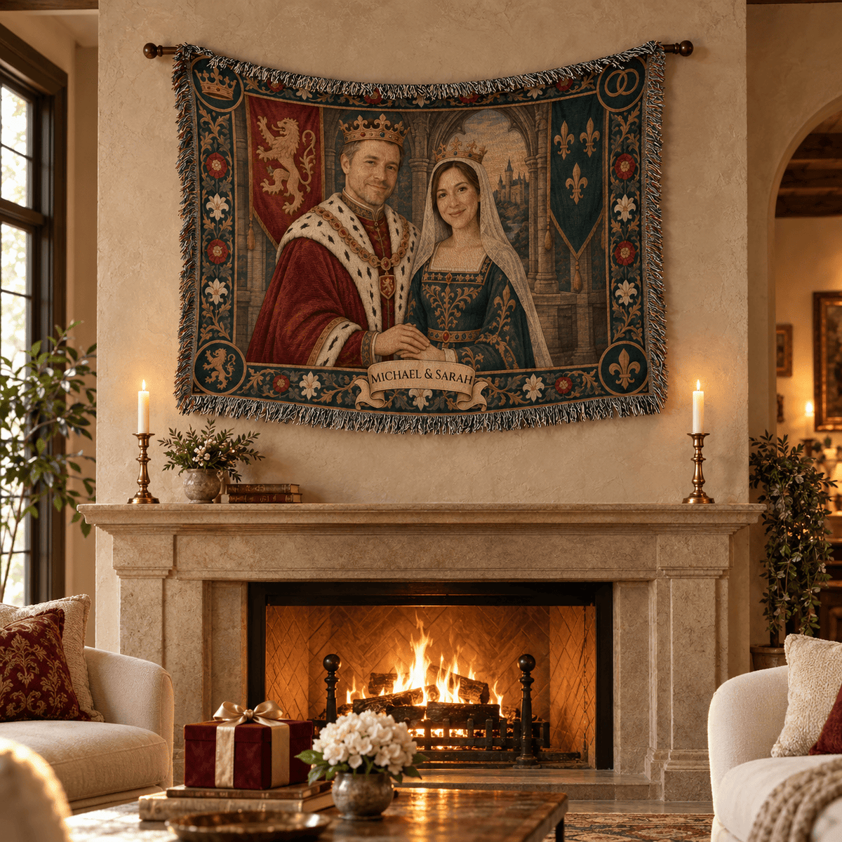 MyDesigns Crowned Together I Your Royal Couple Portrait jacquard woven blanket
