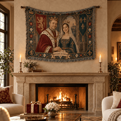 MyDesigns Crowned Together I Your Royal Couple Portrait jacquard woven blanket
