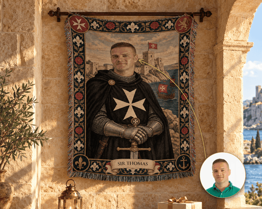 MyDesigns Hospitaller Knight of Malta - Your Portrait, Woven jacquard woven blanket