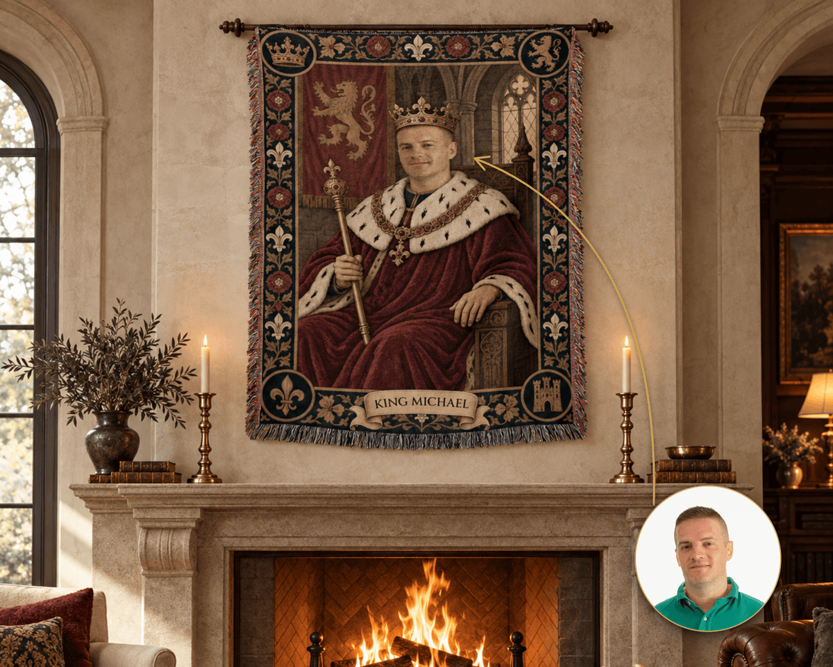 MyDesigns The Crowned King I Your Portrait, Woven jacquard woven blanket