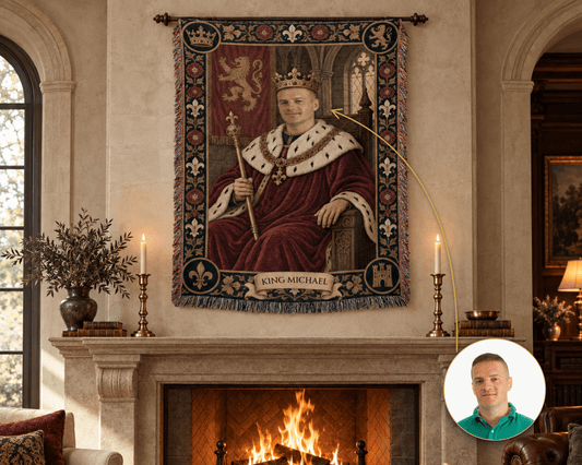 MyDesigns The Crowned King I Your Portrait, Woven jacquard woven blanket