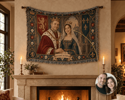 MyDesigns Crowned Together I Your Royal Couple Portrait jacquard woven blanket