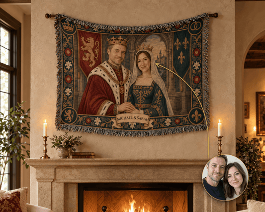 MyDesigns Crowned Together I Your Royal Couple Portrait jacquard woven blanket