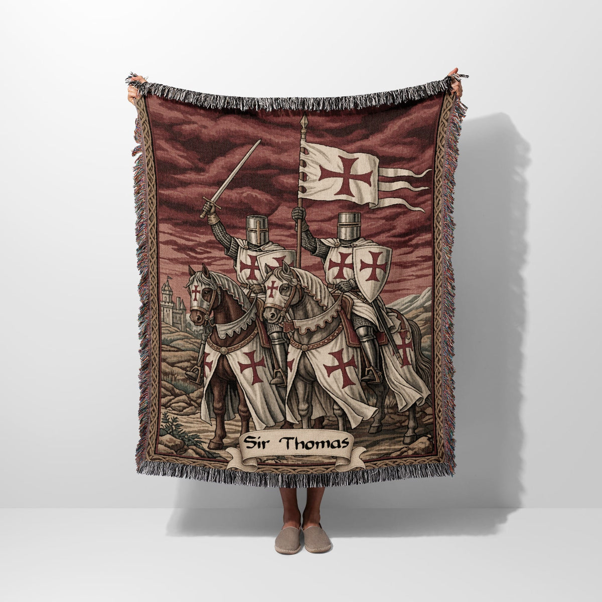 CalmNestStyle Templar Knights Crusader Blanket Medieval Warrior jacquard woven blanket