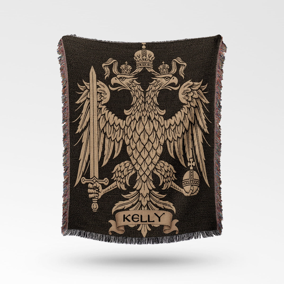 CalmNestStyle Regal Byzantine Eagle Emblem Woven Blanket jacquard woven blanket