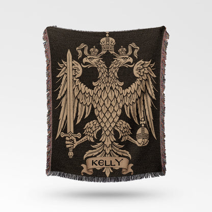 CalmNestStyle Regal Byzantine Eagle Emblem Woven Blanket jacquard woven blanket