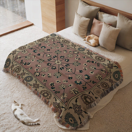 Floral Design Throw Blanket with Intricate Patterns