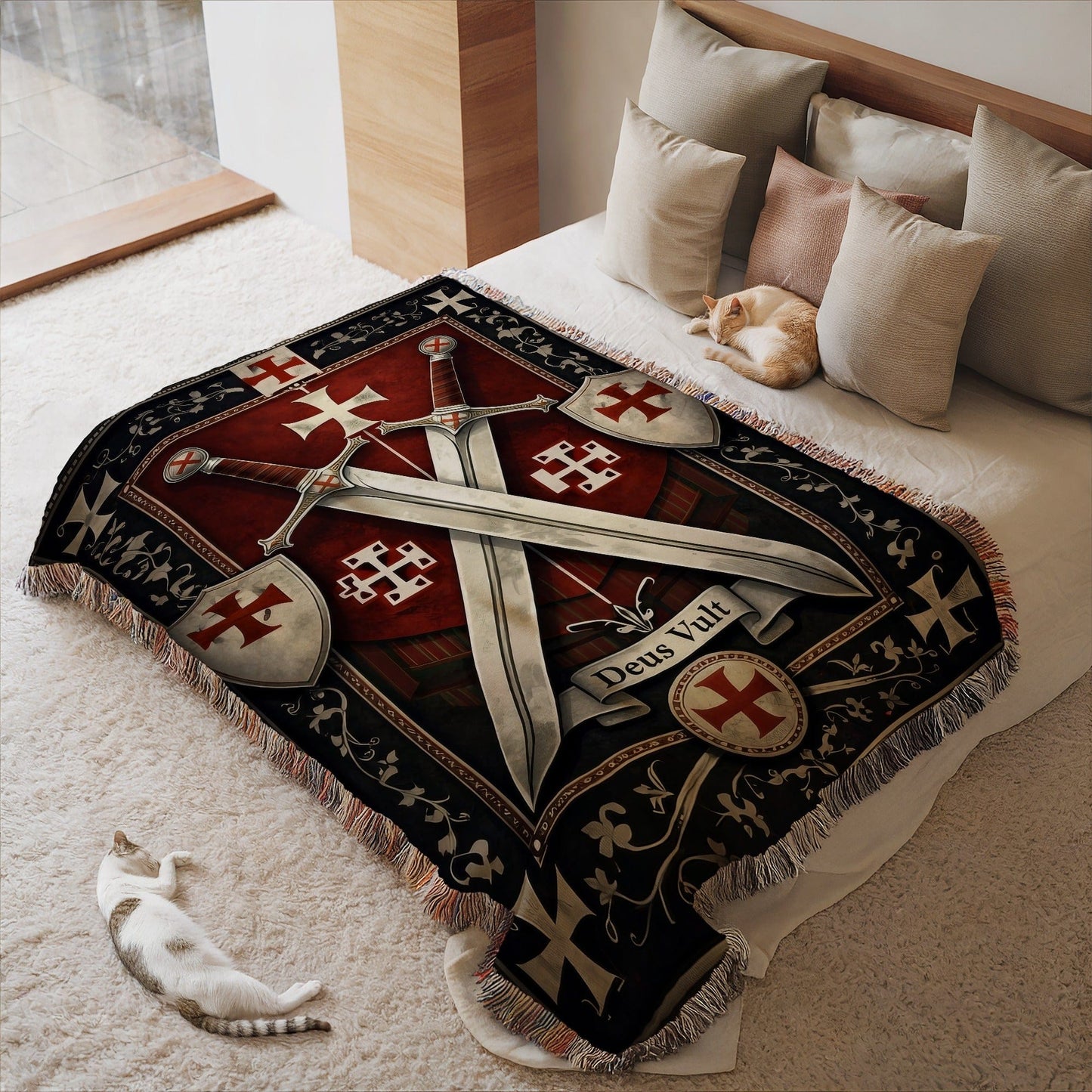 Medieval Crusader Theme Decorative Blanket