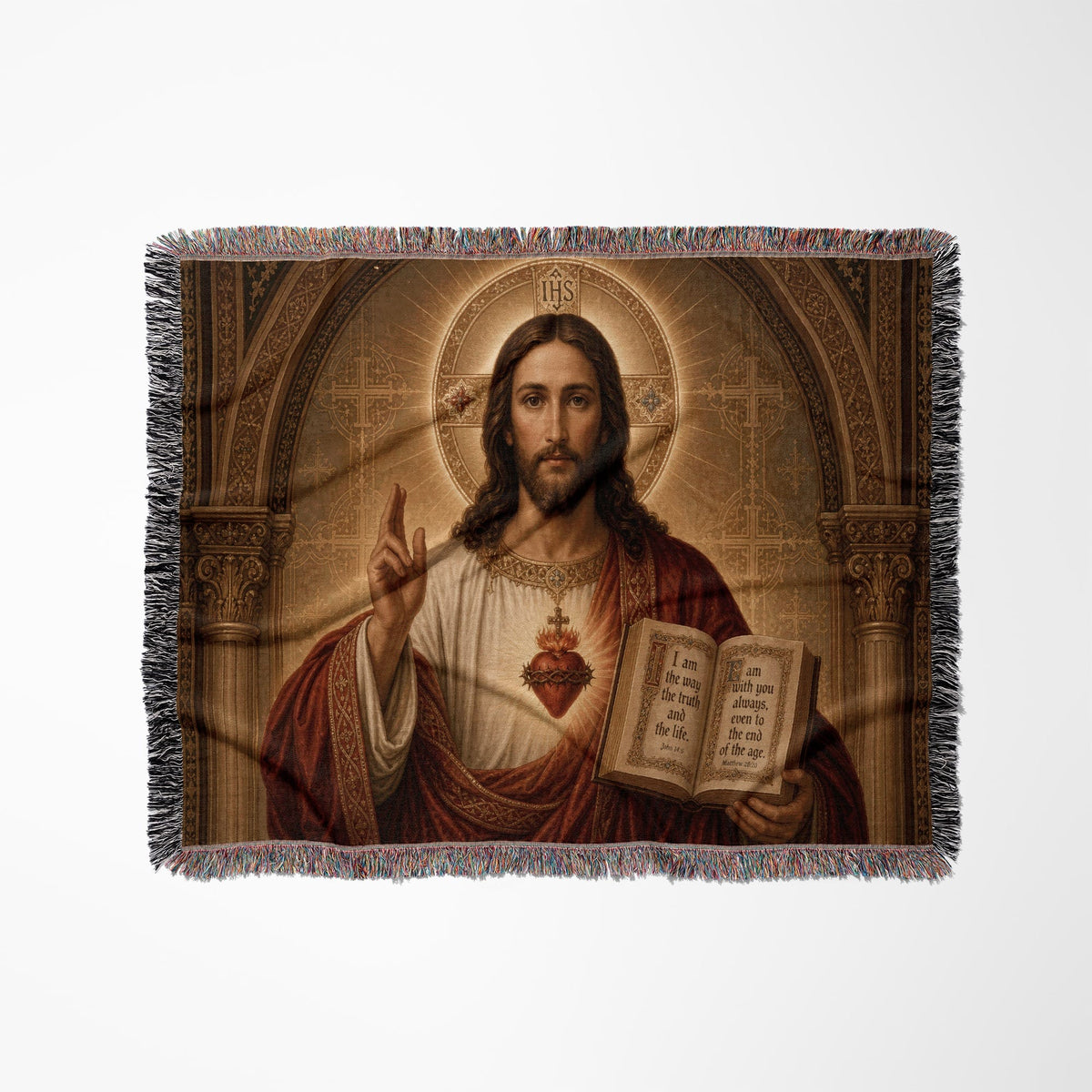 CalmNestStyle The Sacred Heart of Jesus jacquard woven blanket