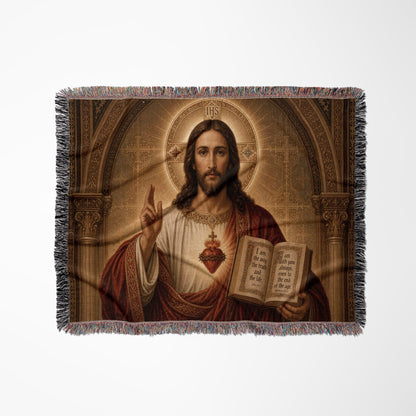 CalmNestStyle The Sacred Heart of Jesus jacquard woven blanket