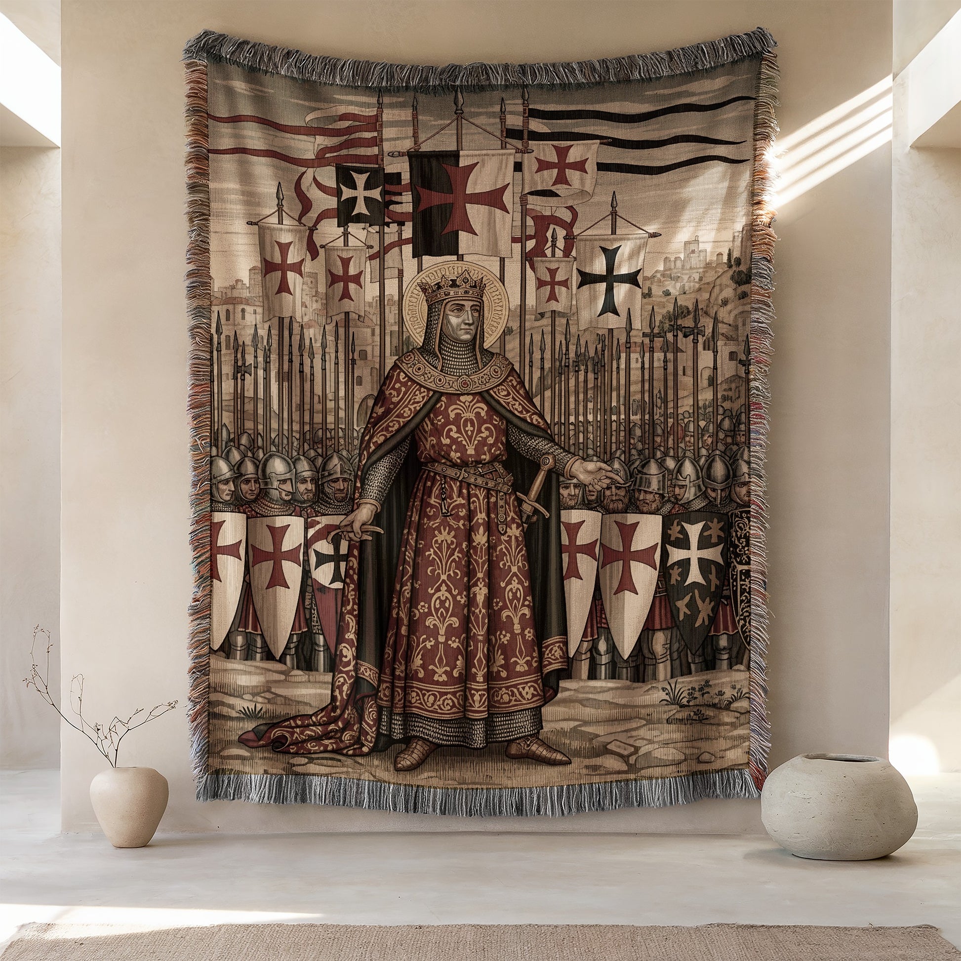 Medieval Queen and Knights Templars Tapestry