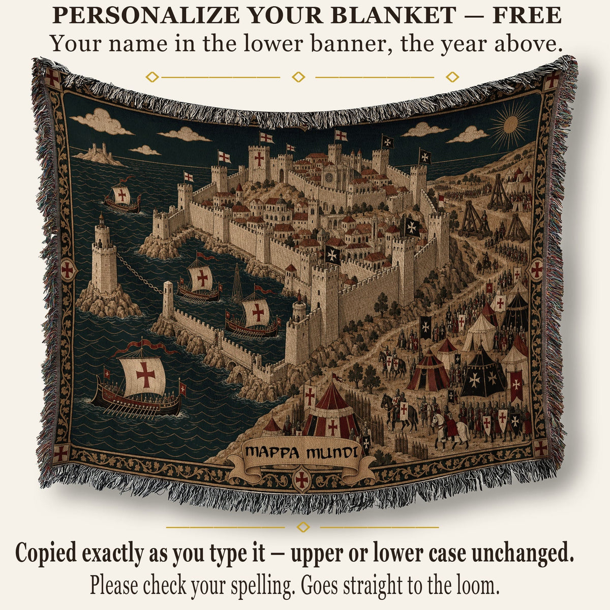 CalmNestStyle Crusader Harbor Siege I Camp Before the Walls jacquard woven blanket