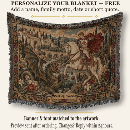 CalmNestStyle Saint George The White Horse jacquard woven blanket