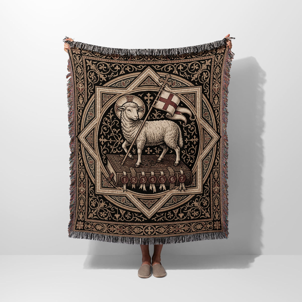 CalmNestStyle Agnus Dei Sacred Art Woven Blanket jacquard woven blanket