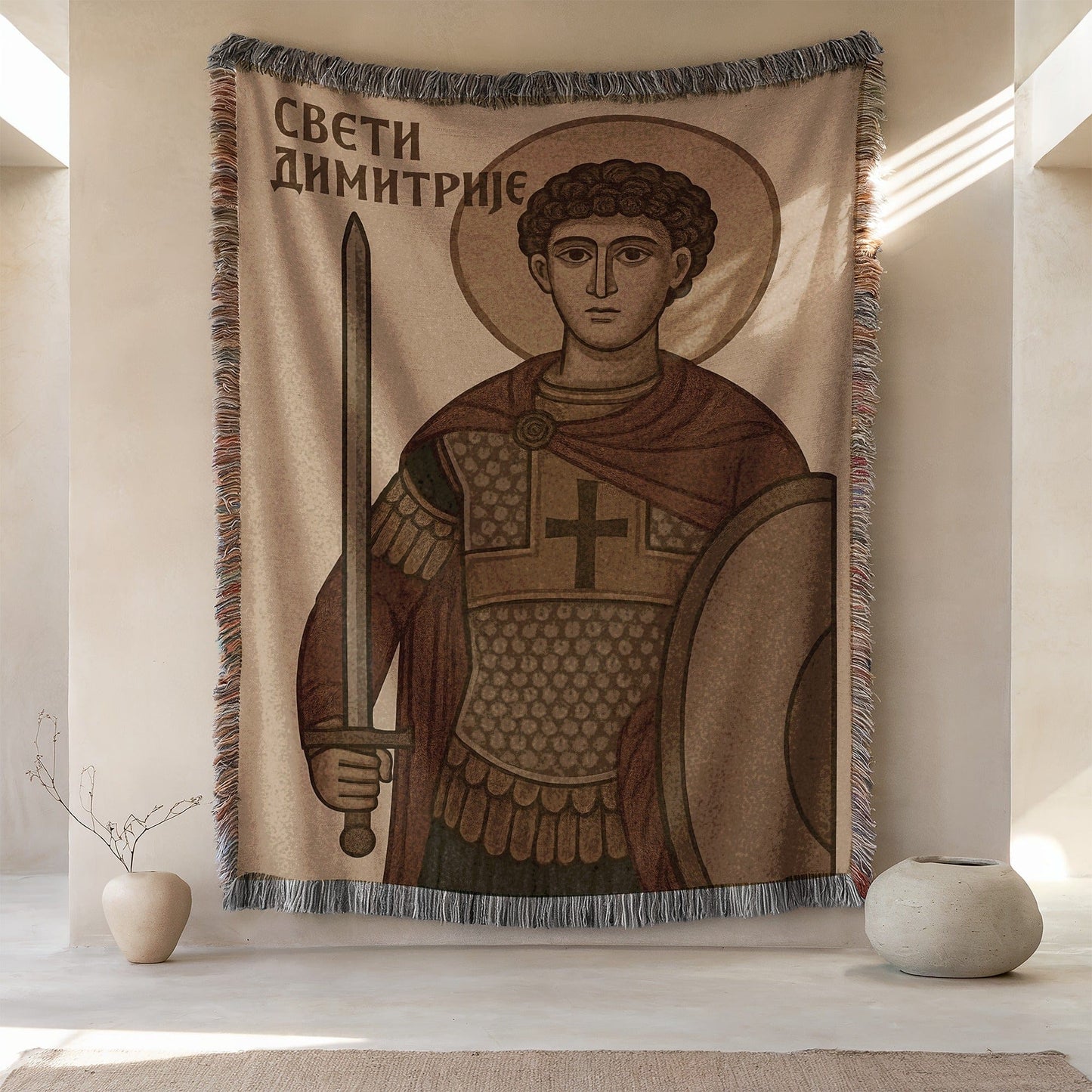 Saint Demetrius with Sword and Shield Blanket