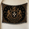 Order of Saint John Hospitallers Black and Gold Crest Woven Blanket