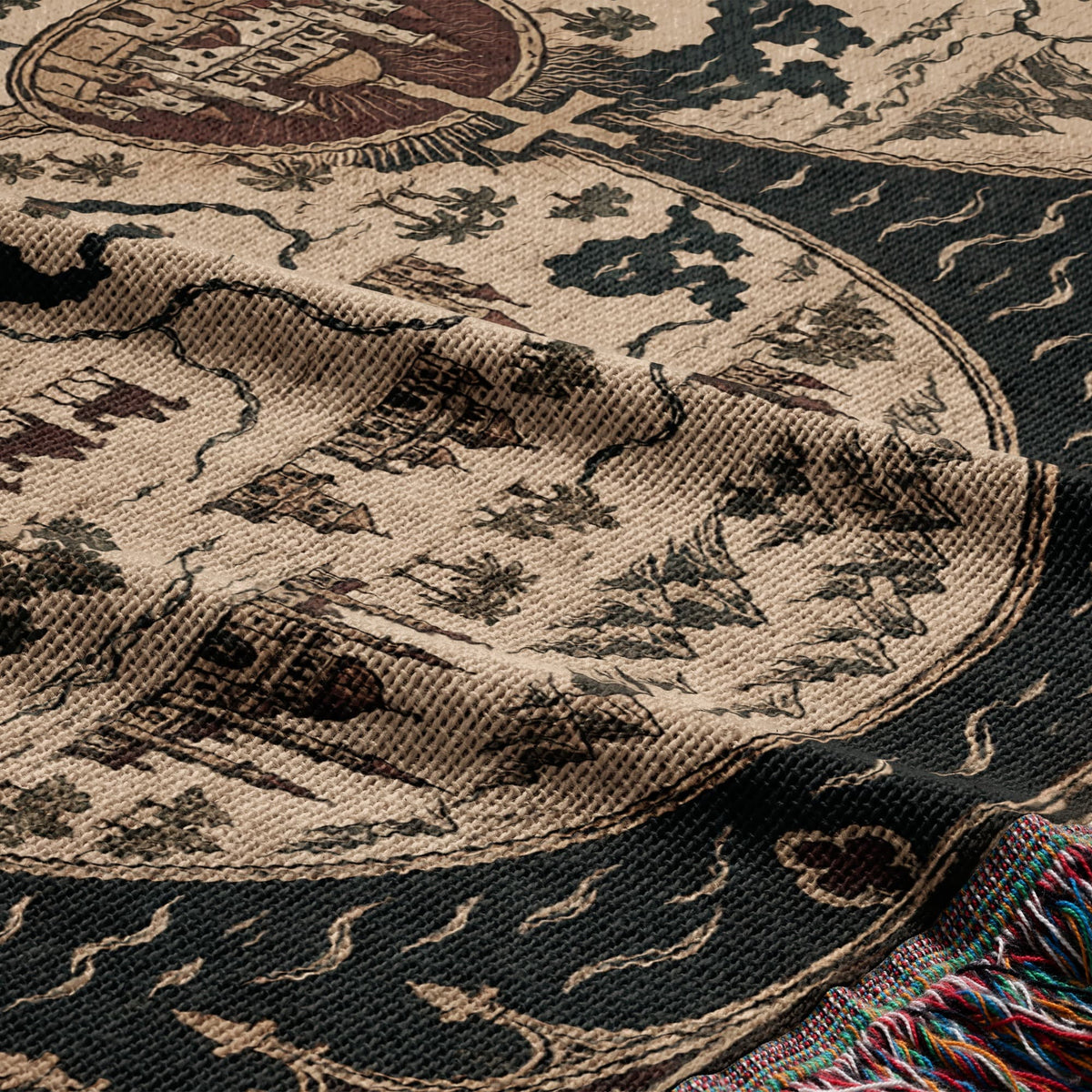 CalmNestStyle Mappa Mundi I Crowned Jerusalem jacquard woven blanket