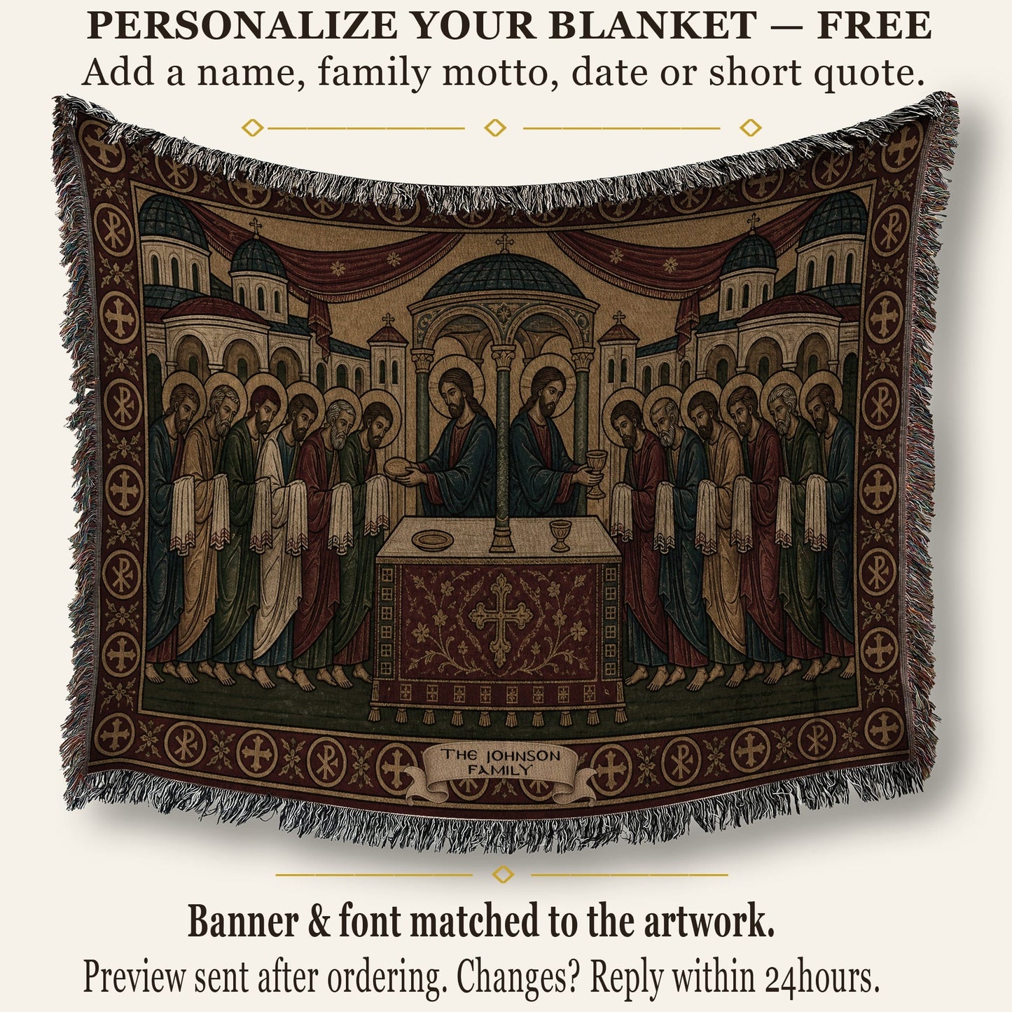 MyDesigns Crimson Last Supper Horizontal Tapestry - Byzantine Woven Throw jacquard woven blanket