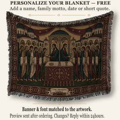 MyDesigns Crimson Last Supper Horizontal Tapestry - Byzantine Woven Throw jacquard woven blanket