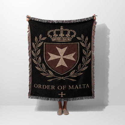 CalmNestStyle Order of Malta Crown Laurel Crest Woven Blanket jacquard woven blanket