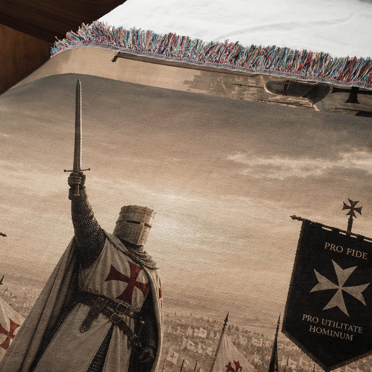 CalmNestStyle Non Nobis Domine Templar Knights jacquard woven blanket