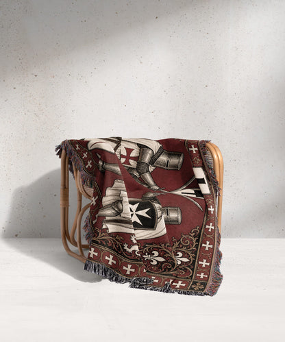 MyDesigns Knight Duel Tapestry Blanket – Knights Templar vs Hospitaller Sword Fight Woven Throw jacquard woven blanket