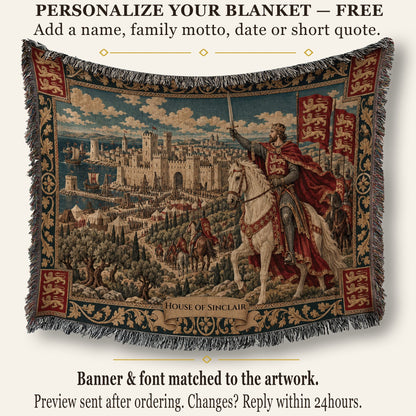 CalmNestStyle Richard the Lionheart Charging jacquard woven blanket