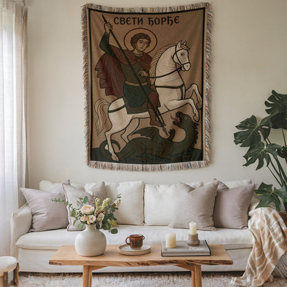 Embroidered Tapestry Depicting Warrior on Horseback