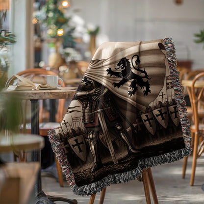 Medieval Knight and Lion Shield Design Blanket